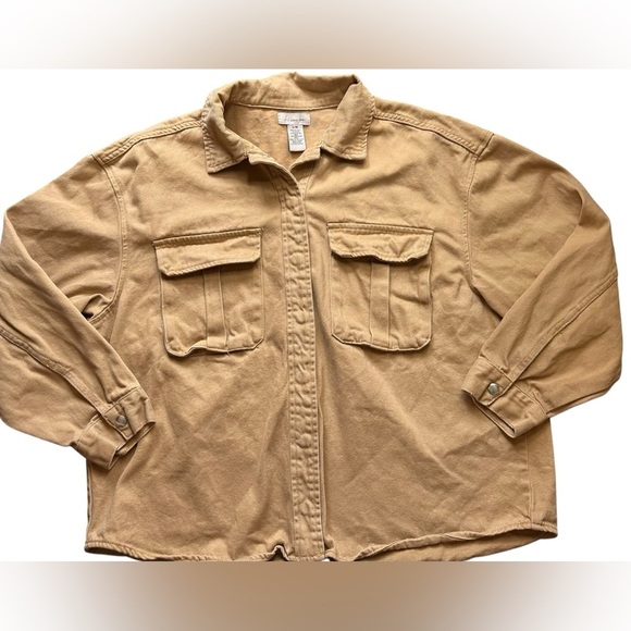 if it were me button down utility jacket beige size large - Picture 1 of 4